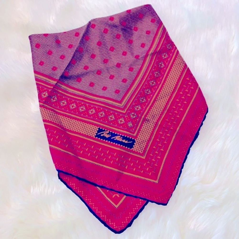 Chic_Classy Vintage Maroon Geometric Printed Square Scarf~By Designer Bill Blass - Picture 7 of 16